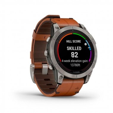 Garmin Fenix 7 Pro Sapphire Solar Titanium with Chestnut Leather Band (010-02777-30)