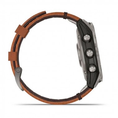 Garmin Fenix 7 Pro Sapphire Solar Titanium with Chestnut Leather Band (010-02777-30)