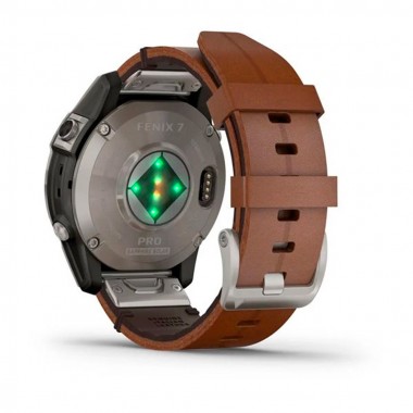 Garmin Fenix 7 Pro Sapphire Solar Titanium with Chestnut Leather Band (010-02777-30)