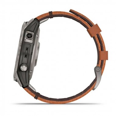 Garmin Fenix 7 Pro Sapphire Solar Titanium with Chestnut Leather Band (010-02777-30)