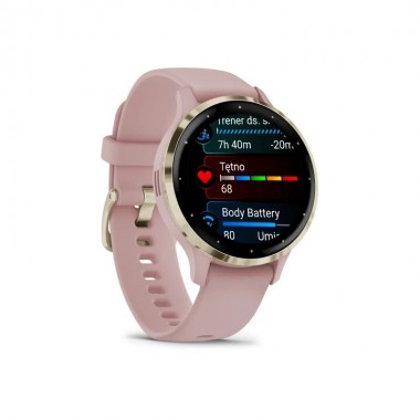 Garmin Venu 3S Soft Gold Stainless Steel Bezel with Dust Rose Case and Silicone Band (010-02785-03)
