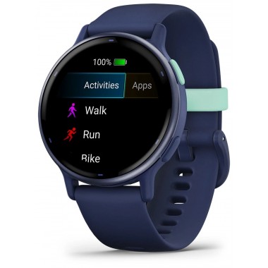 Garmin Vivoactive 5 Metallic Navy Aluminum Bezel with Navy Case and Silicone Band (010-02862-12)