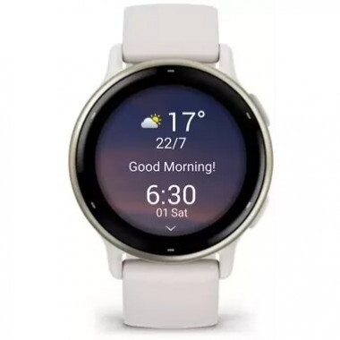 Garmin Vivoactive 5 Cream Gold Aluminum Bezel with Ivory Case and Silicone Band (010-02862-11)