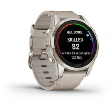 Garmin Fenix 7S Pro Sapphire Solar Soft Gold with Limestone Leather Band (010-02776-30)