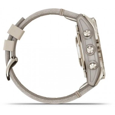 Garmin Fenix 7S Pro Sapphire Solar Soft Gold with Limestone Leather Band (010-02776-30)