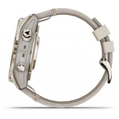 Garmin Fenix 7S Pro Sapphire Solar Soft Gold with Limestone Leather Band (010-02776-30)