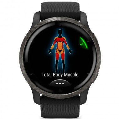 Garmin Venu 2 Plus Slate Stainless Steel Bezel with Black Case and Silicone Band (010-02496-01/11)