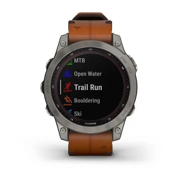 Garmin Fenix 7 Sapphire Solar Titanium with Chestnut Leather Band (010-02540-31)