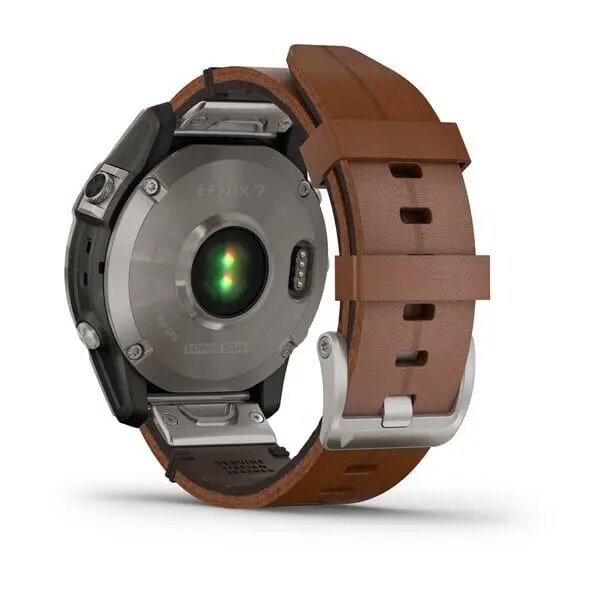 Garmin Fenix 7 Sapphire Solar Titanium with Chestnut Leather Band (010-02540-31)