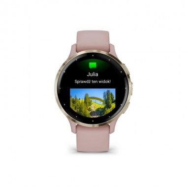 Garmin Venu 3S Soft Gold Stainless Steel Bezel with Dust Rose Case and Silicone Band (010-02785-03)