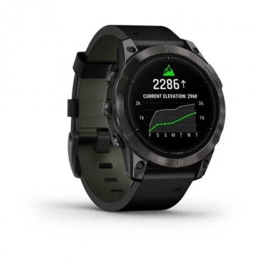 Garmin Epix Pro 2 Sapphire 47mm Carbon Gray DLC Titanium with Black Leather Band (010-02803-30)