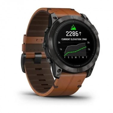 Garmin Epix Pro 2 Sapphire 51mm Carbon Gray DLC Titanium with Brown Leather Band (010-02804-30)