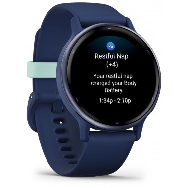 Garmin Vivoactive 5 Metallic Navy Aluminum Bezel with Navy Case and Silicone Band (010-02862-12)