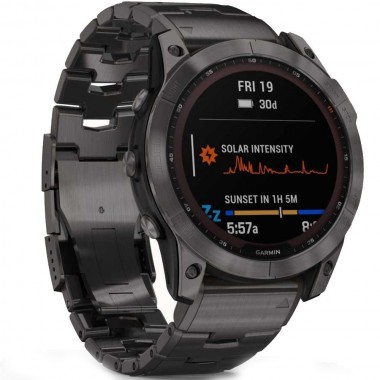 Garmin Fenix 7X Sapphire Solar Carbon Grey DLC Titanium with Carbon Grey DLC Vented Titanium Band (010-02541-27)