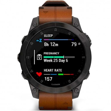 Garmin Epix 2 Sapphire Black Titanium with Chestnut Leather Band (010-02582-30)