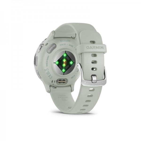 Garmin Venu 3S Silver Stainless Steel Bezel з Sage Gray Case and Silicone Band (010-02785-01)
