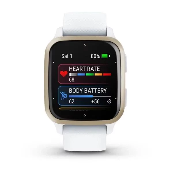 Garmin Venu Sq 2 Cream Gold Aluminum Bezel with White Case and Silicone Band (010-02701-01/11)