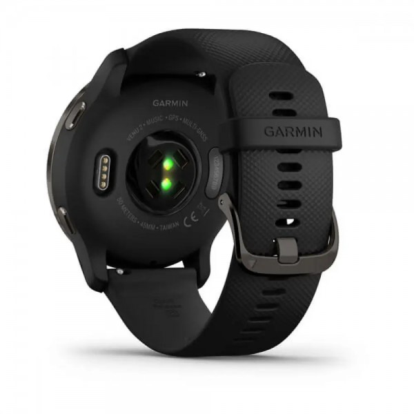 Garmin Venu 2 Slate Stainless Steel Bezel with Black Case and Silicone Band (010-02430-11/01)
