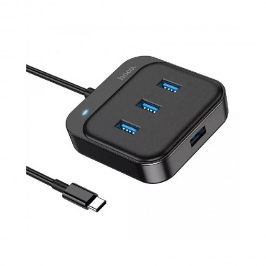 Хаб Hoco HB31 4 in 1 (Type-C to 4xUSB3.0) (0.2m) Black