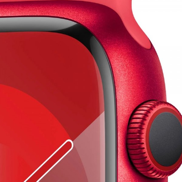 New Apple Watch Series 9 GPS 45mm (PRODUCT) RED Aluminum Case w. (PRODUCT) RED Sport Band - S/M