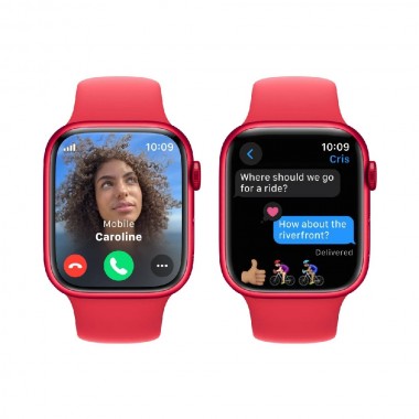 New Apple Watch Series 9 GPS 45mm (PRODUCT) RED Aluminum Case w. (PRODUCT) RED Sport Band - S/M