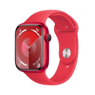 New Apple Watch Series 9 GPS 45mm (PRODUCT) RED Aluminum Case w. (PRODUCT) RED Sport Band - M/L