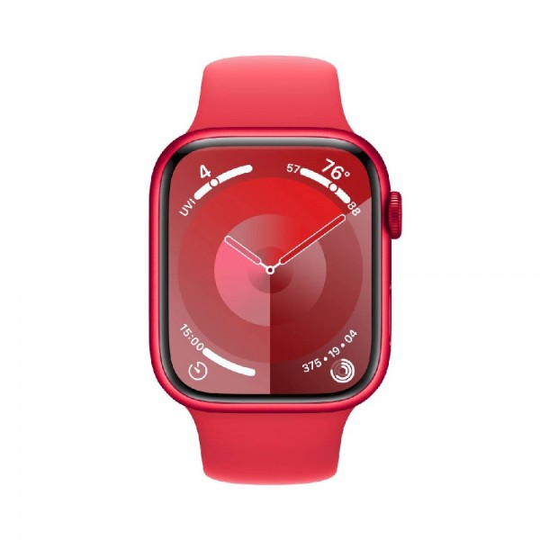 New Apple Watch Series 9 GPS 45mm (PRODUCT) RED Aluminum Case w. (PRODUCT) RED Sport Band - M/L