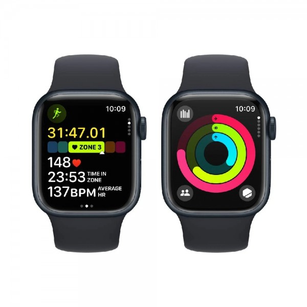 New Apple Watch Series 9 GPS 41mm Midnight Aluminum Case w. Midnight Sport Band - M/L