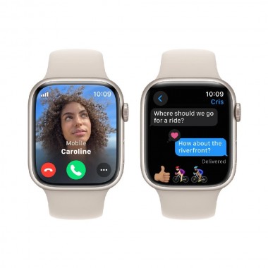 New Apple Watch Series 9 GPS 41mm Starlight Aluminum Case w. Starlight Sport Band - M/L