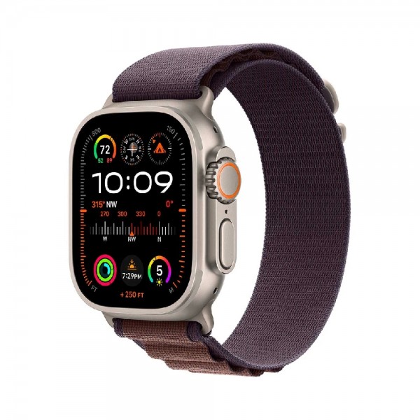 New Apple Watch Ultra 2 GPS + Cellular 49mm Titanium Case with Indigo Alpine Loop - Small