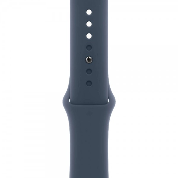 New Apple Watch Series 9 GPS + Cellular 45mm Silver Aluminum Case w. Storm Blue Sport Band - M/L