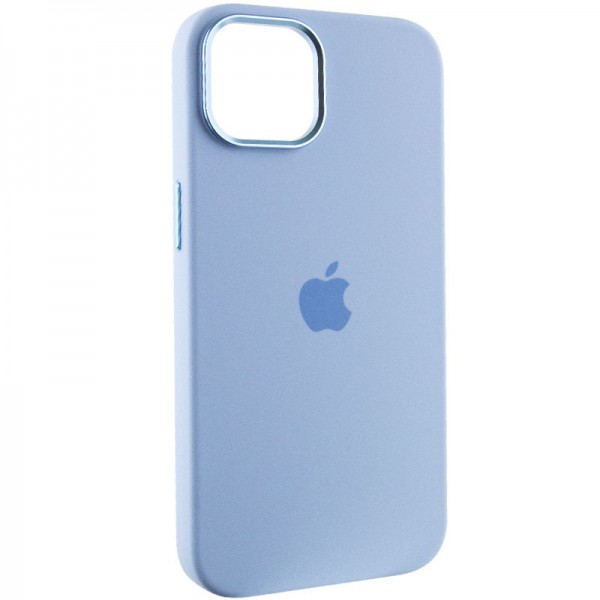 Чехол Silicone Case Metal Buttons для Apple iPhone 12/12 Pro Blue Fog