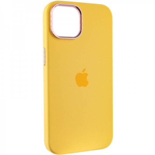 Чехол Silicone Case Metal Buttons для Apple iPhone 12/12 Pro Sunglow