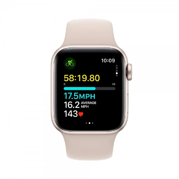 New Apple Watch SE 2 2023 GPS 40mm Starlight Aluminum Case w. Starlight Sport Band S/M (MR9U3)