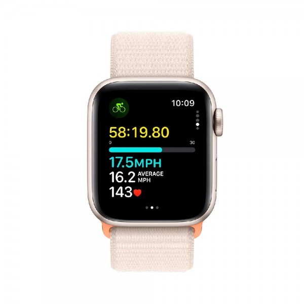 New Apple Watch SE 2 2023 GPS 40mm Starlight Aluminum Case w. Starlight Sp/Loop (MR9W3)
