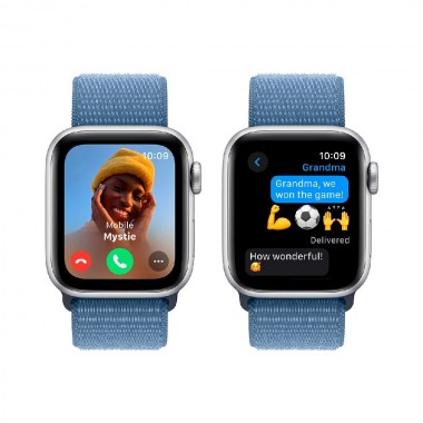 New Apple Watch SE 2 2023 GPS 40mm Silver Aluminum Case w. Winter Blue Sp/Loop (MRE33)