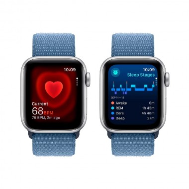 New Apple Watch SE 2 2023 GPS 40mm Silver Aluminum Case w. Winter Blue Sp/Loop (MRE33)