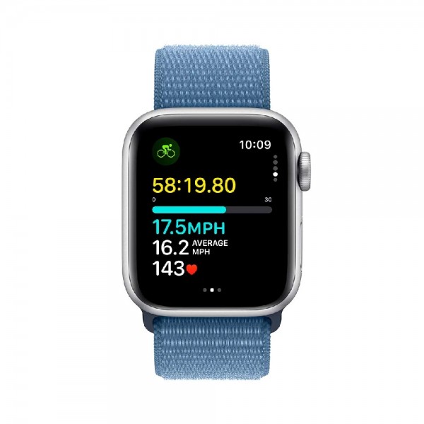 New Apple Watch SE 2 2023 GPS 40mm Silver Aluminum Case w. Winter Blue Sp/Loop (MRE33)