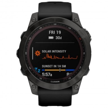 Garmin Fenix 7 Sapphire Solar Carbon Gray DLC Titanium with Black Band (010-02540-20)