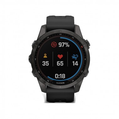 Garmin Fenix 7S Sapphire Solar Carbon Gray DLC Titanium with Black Band (010-02539-24)
