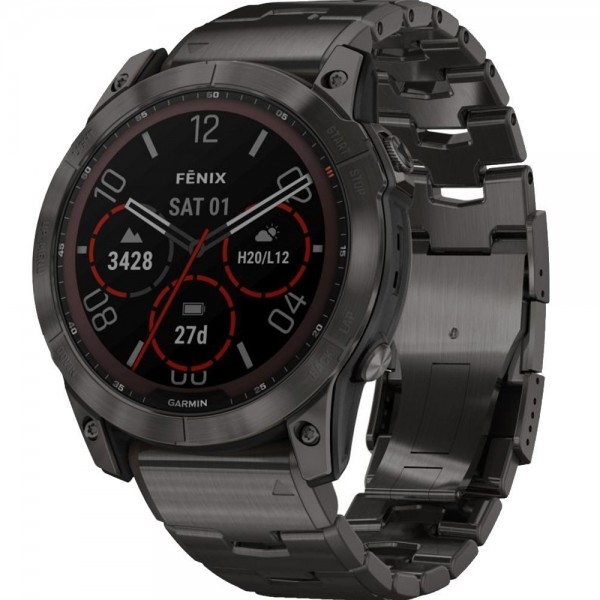 Garmin Fenix 7X Sapphire Solar Carbon Grey DLC Titanium with Carbon Grey DLC Vented Titanium Band (010-02541-27)