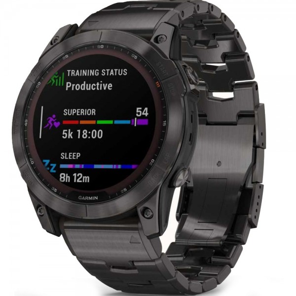 Garmin Fenix 7X Sapphire Solar Carbon Grey DLC Titanium with Carbon Grey DLC Vented Titanium Band (010-02541-27)