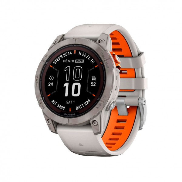 Garmin Fenix 7 Pro Sapphire Solar Titanium з Fog Gray/Ember Orange Band (010-02777-20/21)