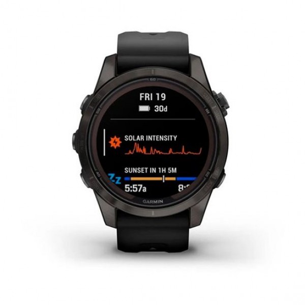 Garmin Fenix 7S Pro Sapphire Solar Carbon Gray DLC Titanium with Black Band (010-02776-10/11)