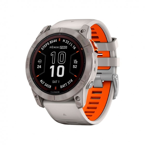 Garmin Fenix 7X Pro Sapphire Solar Titanium with Fog Gray/Ember Orange Band (010-02778-14/15)