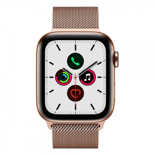 New Apple Watch Series 5 GPS + LTE 44mm Gold Stainless Steel Case with Gold Milanese Loop (MWW62)