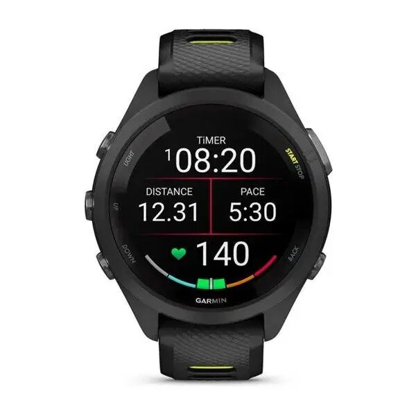 Garmin Forerunner 265S Black Bezel and Case with Black/Amp Yellow Silicone Band (010-02810-03/13)