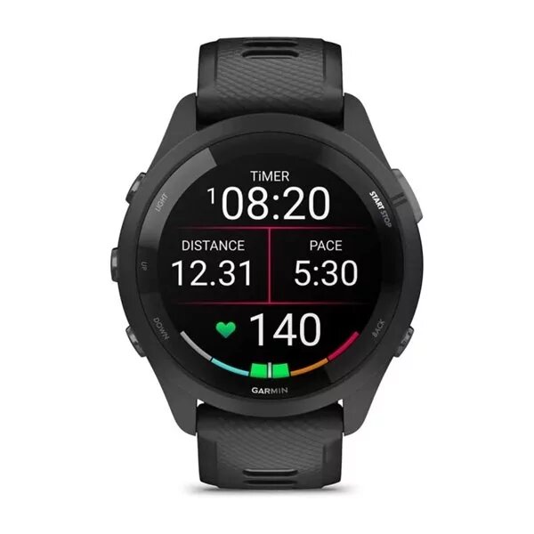 Garmin Forerunner 265 Black Bezel and Case with Black/Powder Gray Silicone Band (010-02810-00/10)