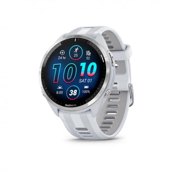 Garmin Forerunner 965 Titanium Bezel with Whitestone Case and Whitestone/Powder Gray Silicone Band (010-02809-01/11)