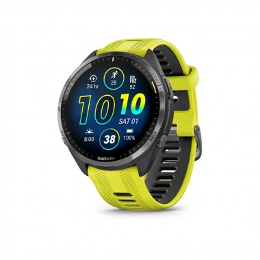 Garmin Forerunner 965 Carbon Gray DLC Titanium Bezel with Black Case and Amp Yellow/Black Silicone Band (010-02809-02/12)